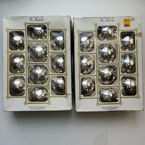 Vintage Noelle silver Christmas tree ornaments boxed set of 10 lot of two USA